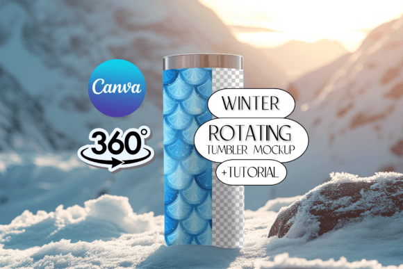 Winter Rotating tumbler mockup